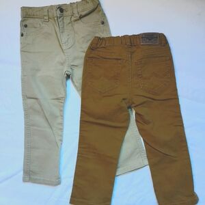 2 prs 3T Boys Stretch Cotton Straight Leg Pants Bundle